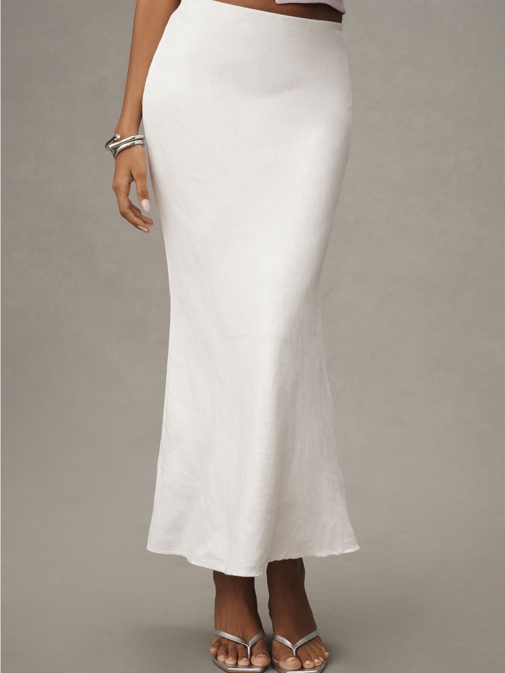 Anthropologie Linen White Maxi Skirt